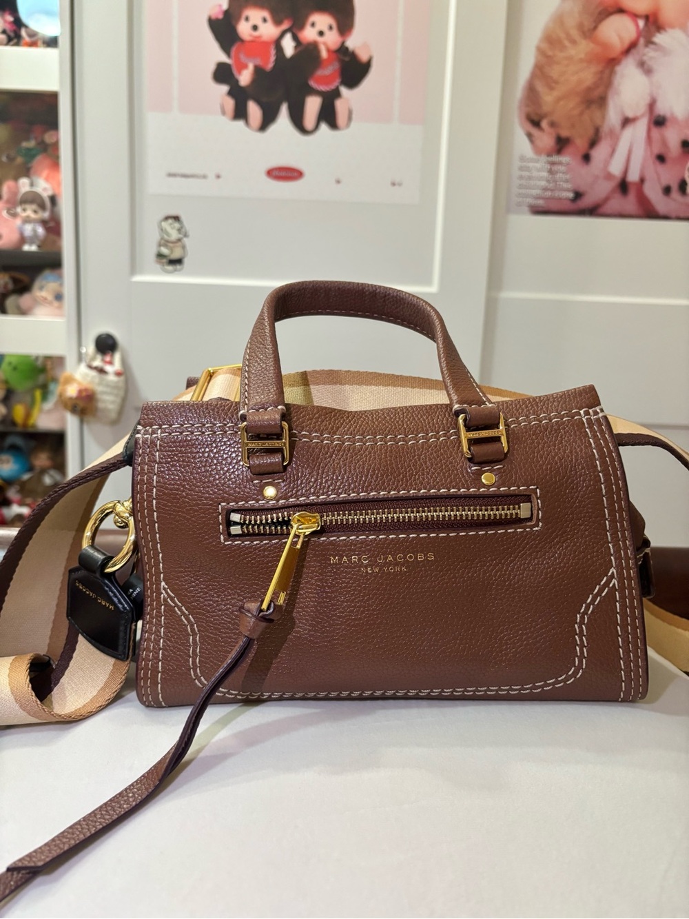 Marc Jacobs Pebbled Leather Purse with Gold Hardware and Crossbody Strap